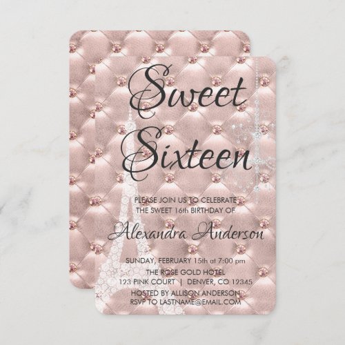 Rose Gold Paris Sweet Sixteen Birthday Party Invitation