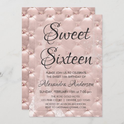 Rose Gold Paris Sweet Sixteen Birthday Party Invitation