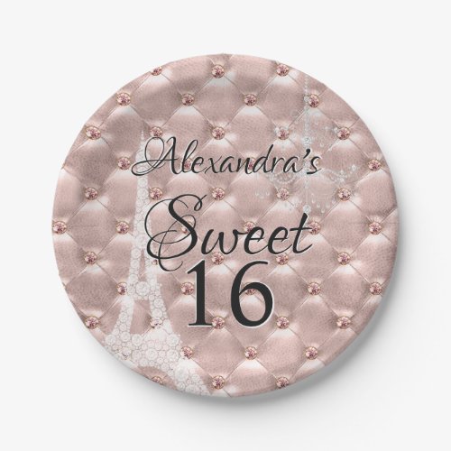 Rose Gold Paris Sweet Sixteen Birthday Party Paper Plates