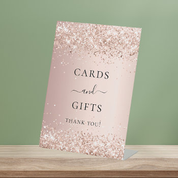Rose Gold Party Cards Gifts Pedestal Sign by Thunes at Zazzle