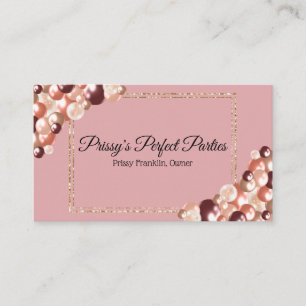 Rose Gold Party Planning Business Card