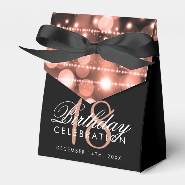 Rose Gold Party Sparkles 18th Birthday Favor Favor Boxes (Front Side)