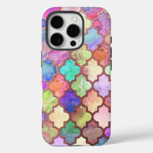 Rose Gold & Pastel Moroccan Quatrefoil iPhone 16 Pro Case