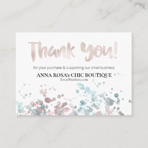 *~* ROSE GOLD Pastel  QR Logo THANK YOU Review AP8 Enclosure Card