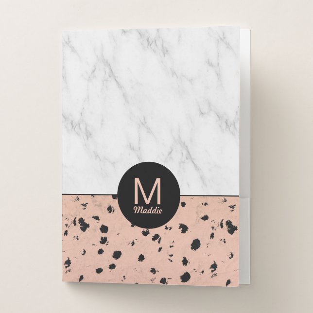 Rose Gold Pattern with Custom Monogram Pocket Folder (Front)