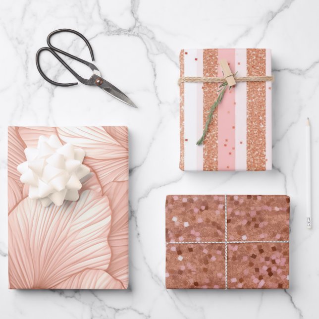 Rose Gold Pattern Wrapping Paper Sheets (Front)