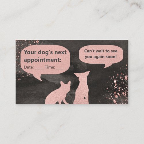 Rose Gold Paw Prints Dog Groomer Appointment Card