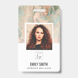 ROSE GOLD PEACH GREEN EMPLOYEE PHOTO BAR CODE NAME BADGE