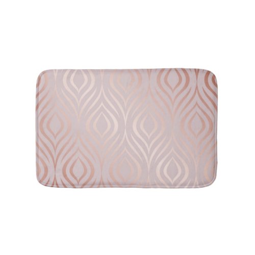 Rose gold peacock feathers vintage bath mat