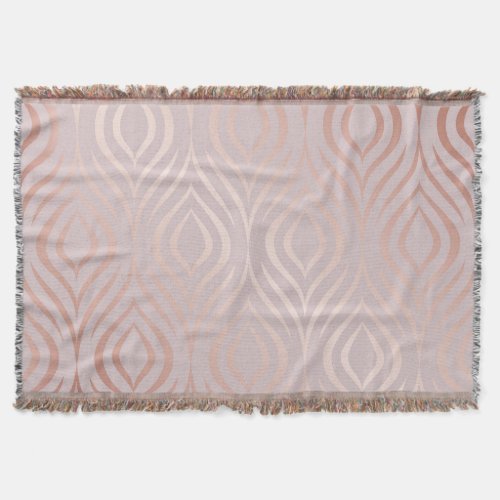 Rose gold peacock feathers vintage throw blanket