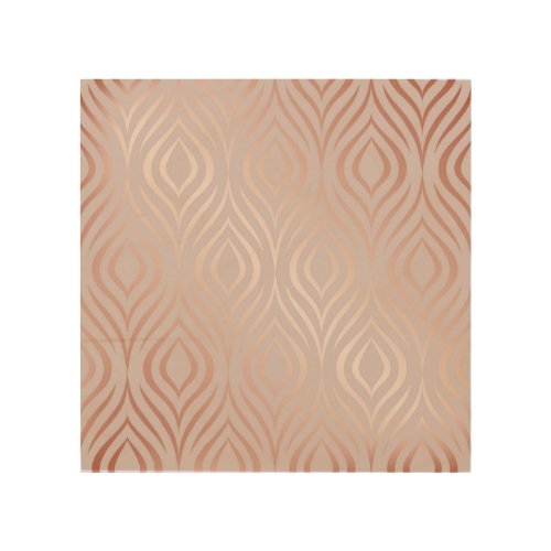 Rose gold peacock feathers vintage wood wall art