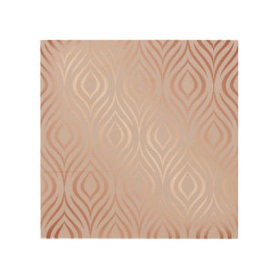 Rose gold peacock feathers, vintage wood wall art