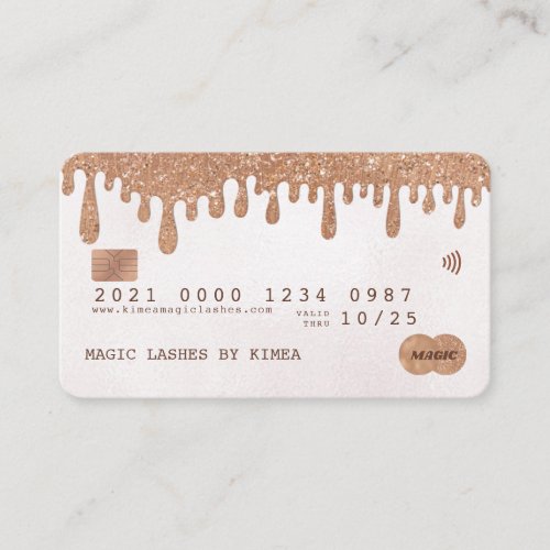 Rose Gold Pearl Copper Glitter Luxury Credit Style Business Card