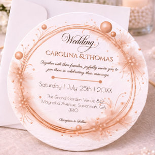 Rose Gold Pearls Modern Elegant Wedding  Invitation