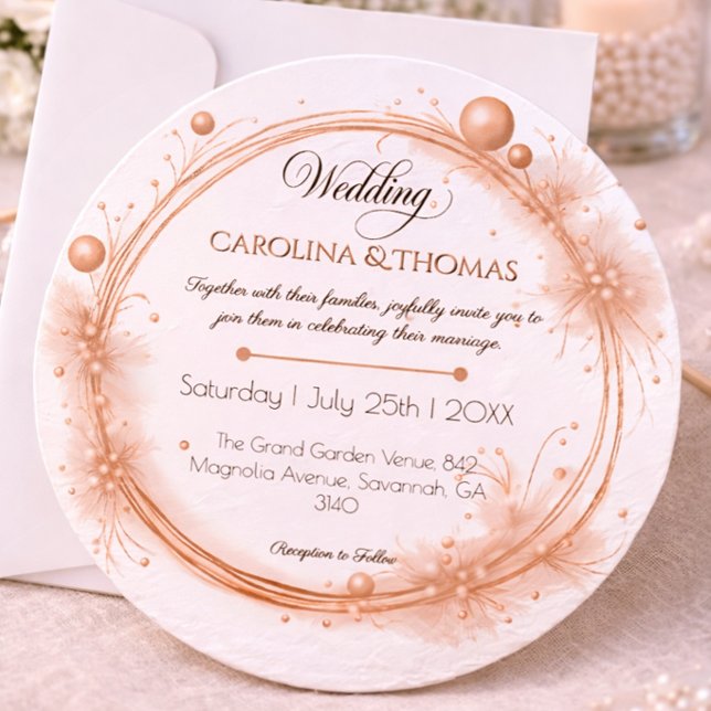 Rose Gold Pearls Modern Elegant Wedding  Invitation (Creator Uploaded)