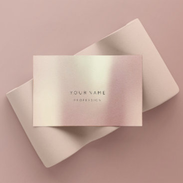 Rose Gold Pearly Abstract Minimal Silk Metallic Business Card