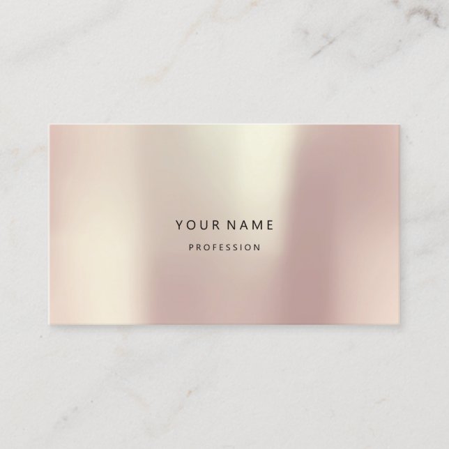 Rose Gold Pearly Abstract Minimal Silk Metallic Business Card (Front)