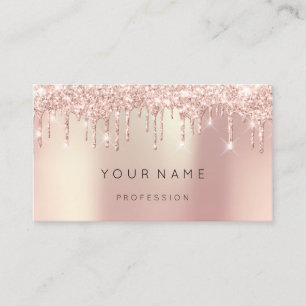 Rose Gold Pearly Abstract Silk Drips Glitter Business Card