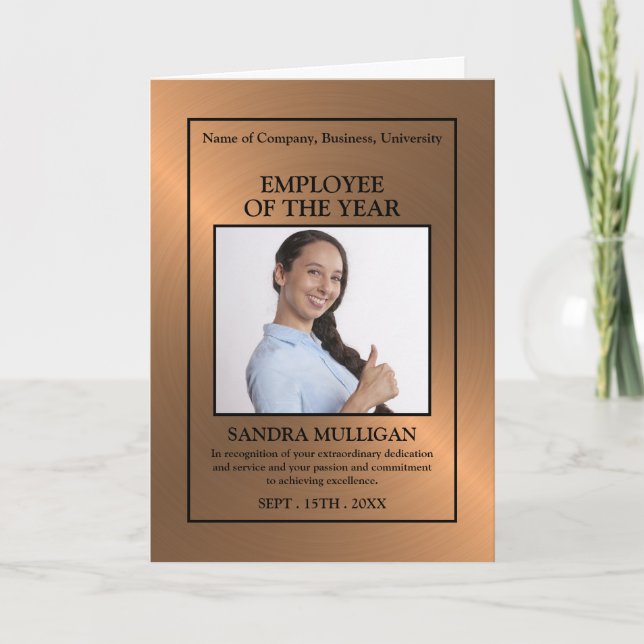 Rose Gold/Personalised Photo - Employee Award Card (Front)