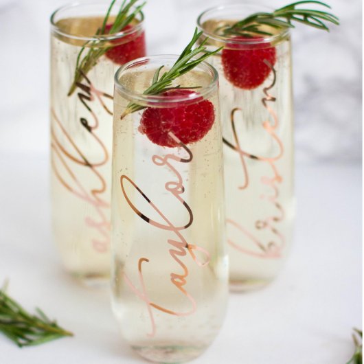 Rose Gold Personalized Champagne Flutes (Front)
