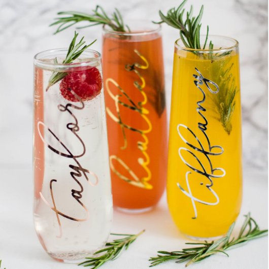 Rose Gold Personalized Champagne Flutes (Front)