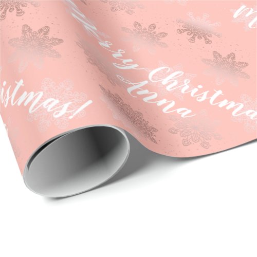 Rose Gold Personalized Christmas Pattern Wrapping Paper