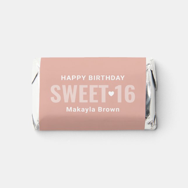 Rose Gold Personalized Girls Sweet 16 Birthday Hershey's Miniatures (Front)