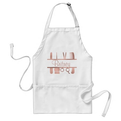 Rose Gold Personalized Hair Stylist Hairdresser Adult Apron