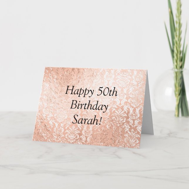 Rose Gold Personalized Happy Birthday Card (Front)
