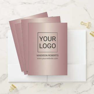 Rose Gold Personalized Logo Business Pocket Folder