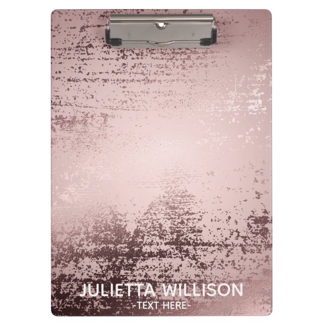 Rose gold personalized Luxury metallic design Clipboard (Front)
