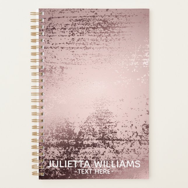 Rose gold personalized Luxury metallic design Planner (Front)