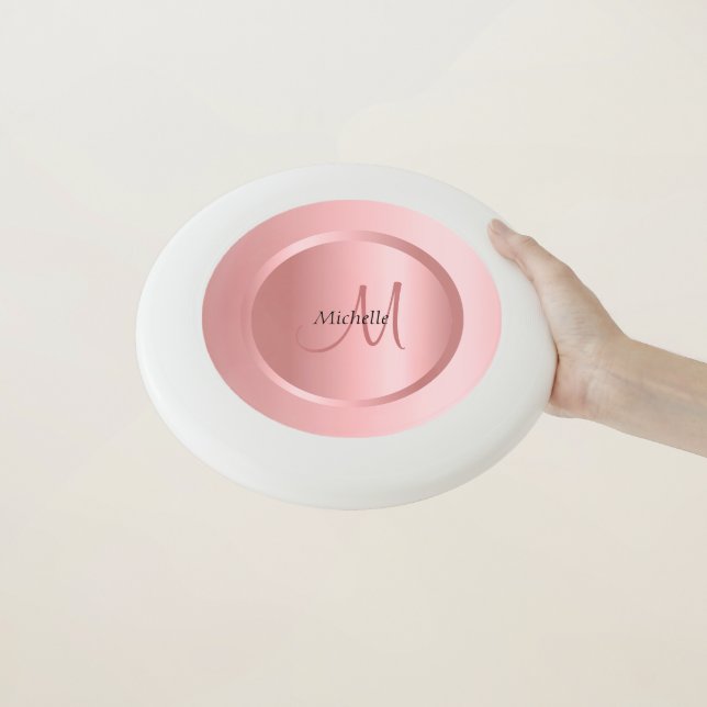 Rose Gold Personalized Monogram Elegant Template Wham-O Frisbee (In Hand)