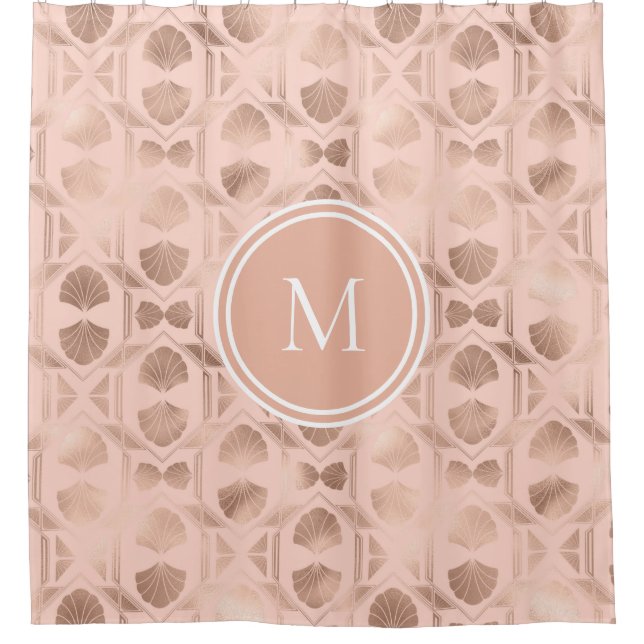 Rose Gold Personalized Monogram Shower Curtain (Front)