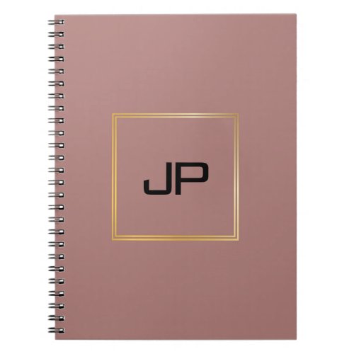 Rose Gold Personalized Monogram Template  Notebook