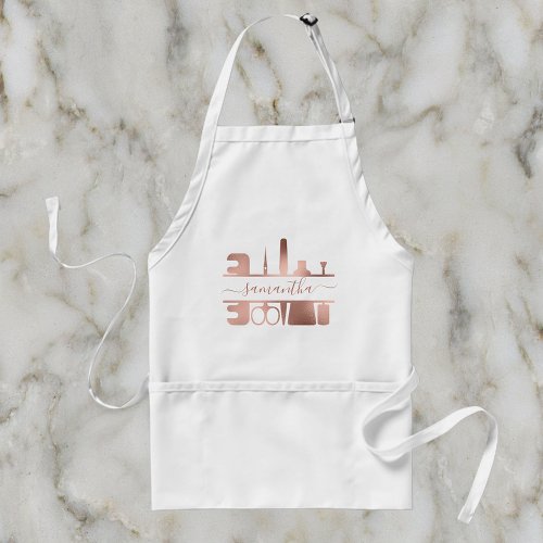 Rose Gold Personalized name Beauty Nail Salon Adult Apron