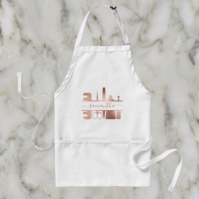 Rose Gold Personalized name Beauty Nail Salon Adult Apron (Creator Uploaded)