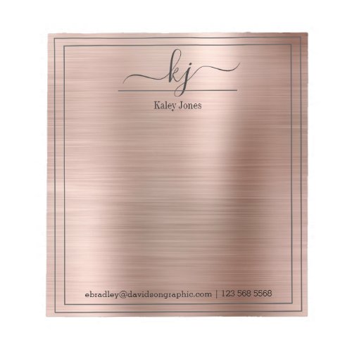 Rose Gold Personalized Name  From The Desk Of  Notepad