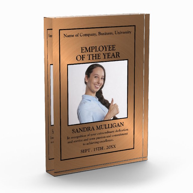 Rose Gold - Personalized Photo - Employee Acrylic Award (Left)