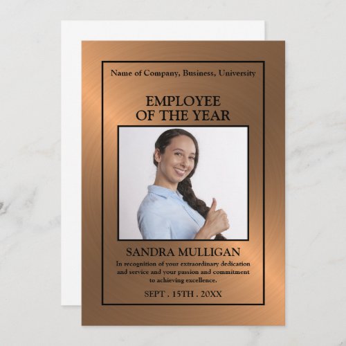 Rose GoldPersonalized Photo _ Employee Award Card