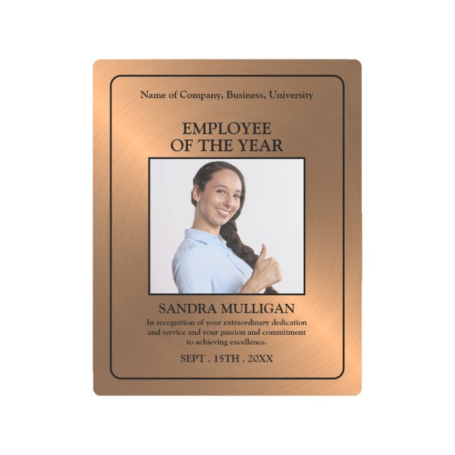 Rose Gold - Personalized Photo - Employee Award Metal Print (Front)