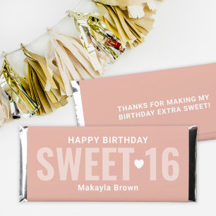 Rose Gold Personalized Sweet 16 Birthday Hershey Bar Favors