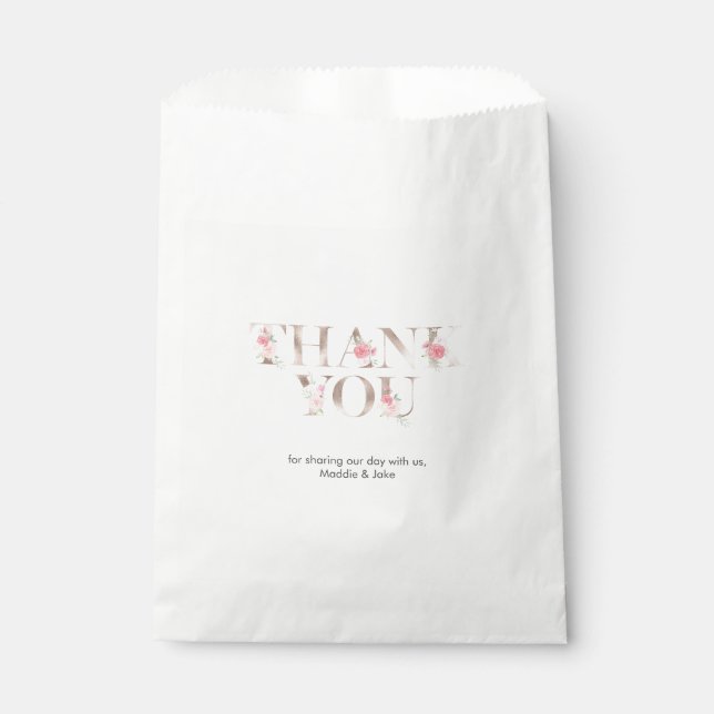 Rose Gold Personalized Wedding Favor Paper Bags (Front)