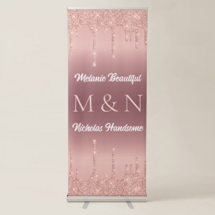 Rose Gold Personalized Wedding Retractable Banner