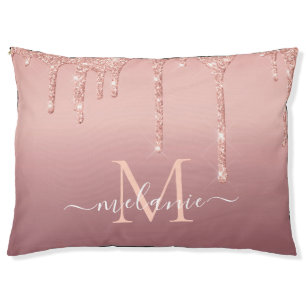 Rose Gold Pet Bed with Custom Letter and Name