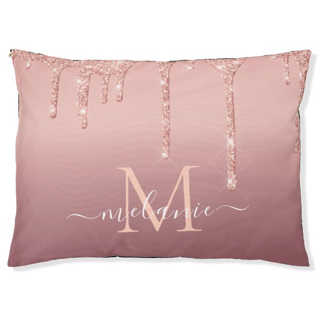 Rose Gold Pet Bed with Custom Letter and Name (Front)