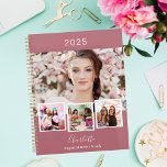 Rose gold photo collage appointments 2025 planner<br><div class="desc">Create your own unique photo collage. Use four,  4 of your favorite photo.   Personalize and a year,  name and text. A rose gold background,  white text.</div>