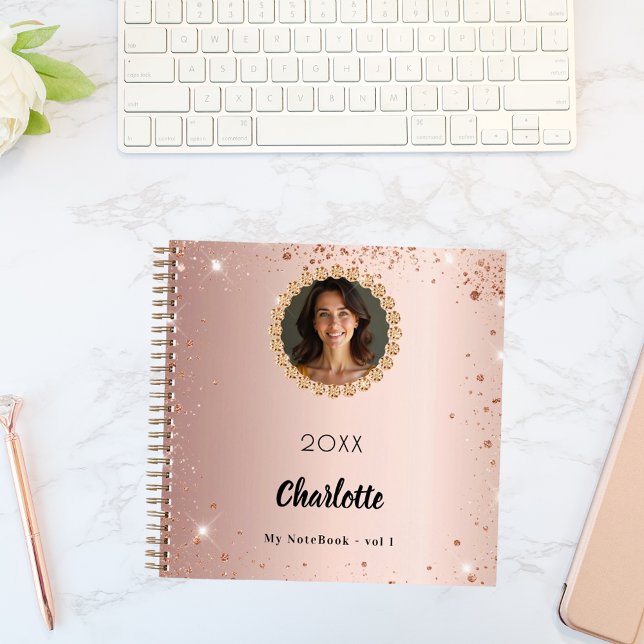 Rose gold photo diamonds glitter notebook (Creator Uploaded)