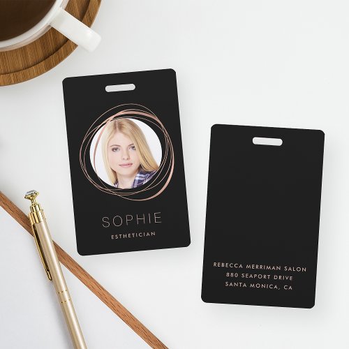 Rose Gold Photo  Name Badge