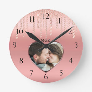 Rose Gold Photo Round Clock
